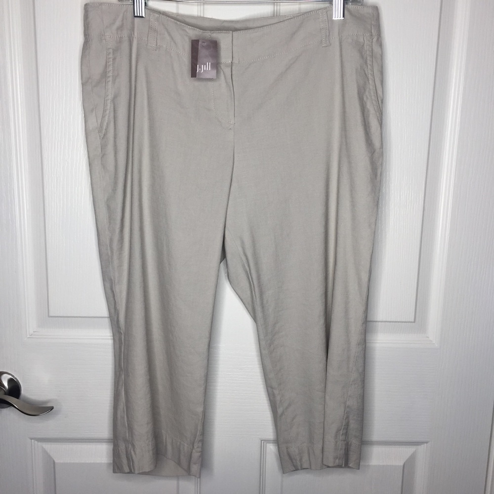 J. Jill SoapStone Khaki Linen Crop Pants Capris